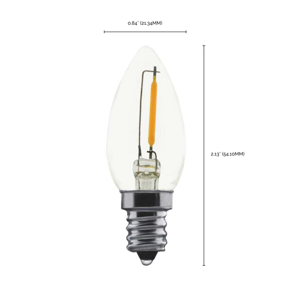 2Pk - Satco 0.7W LED C7 Clear 2700K Candelabra base 120v Carded - Image 6