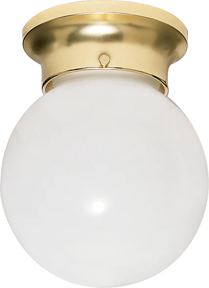 Nuvo 1-Light 6" Ceiling Light White Glass Ball w/ Polished Brass Finish