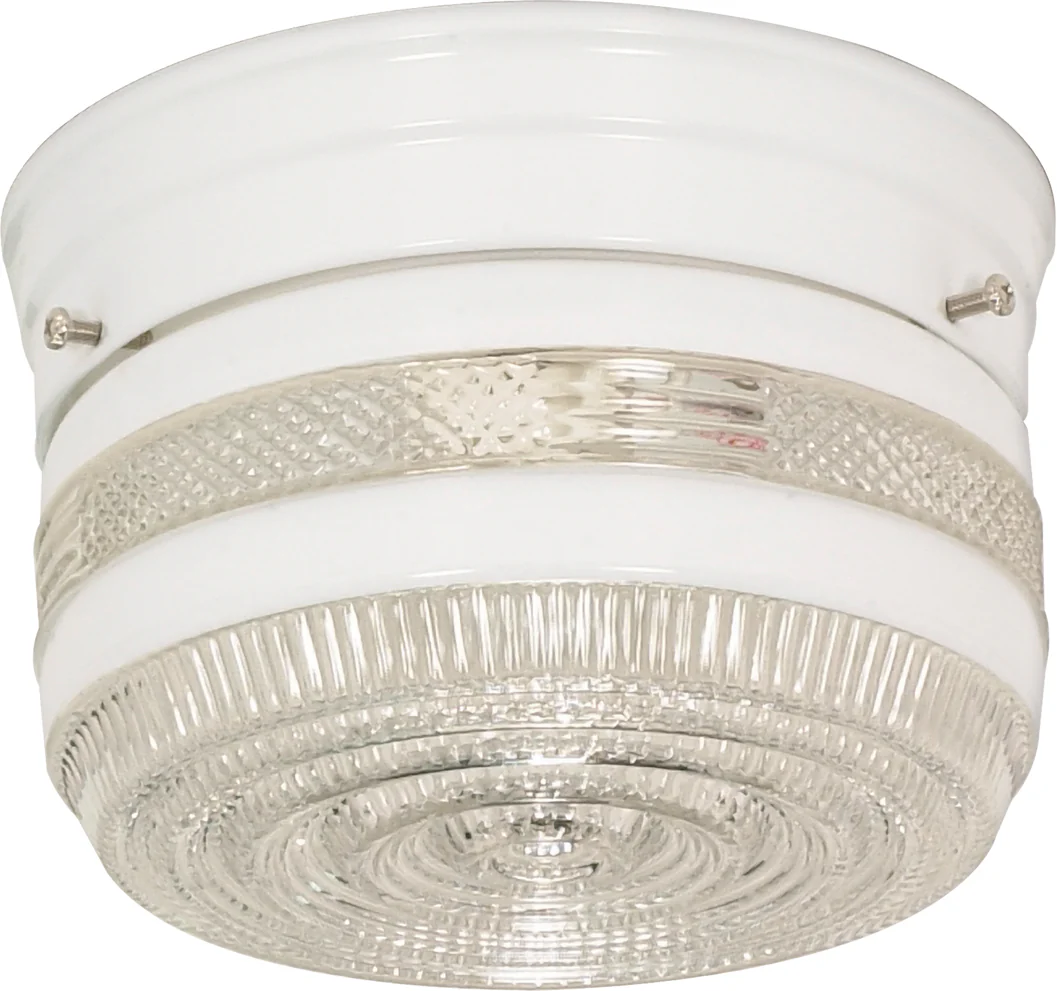 Nuvo 1-Light 6" Flush Mount Ceiling Light w/ Small Crystal and White Drum
