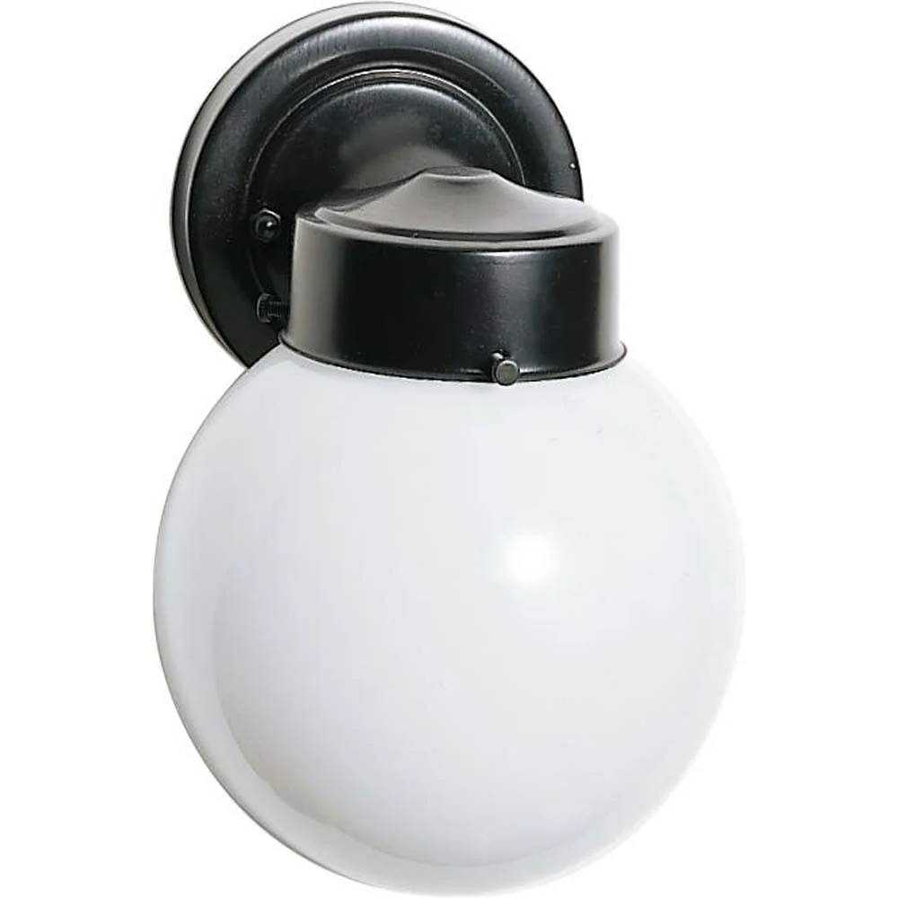 Nuvo 1-Light 6" Porch Wall Fixture w/ White Globe and a Black Finish
