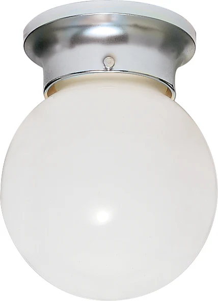 Nuvo 1-Light 8" Flush Mount Ceiling Light w/ White Ball in Polished Chrome