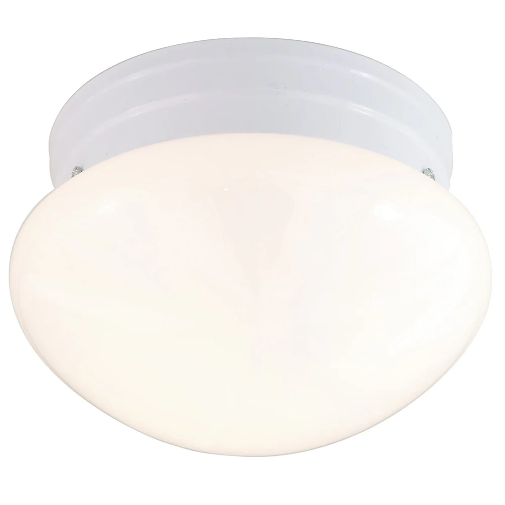Nuvo 1-Light 8" Ceiling Light w/ Small White Mushroom Glass in White Finish