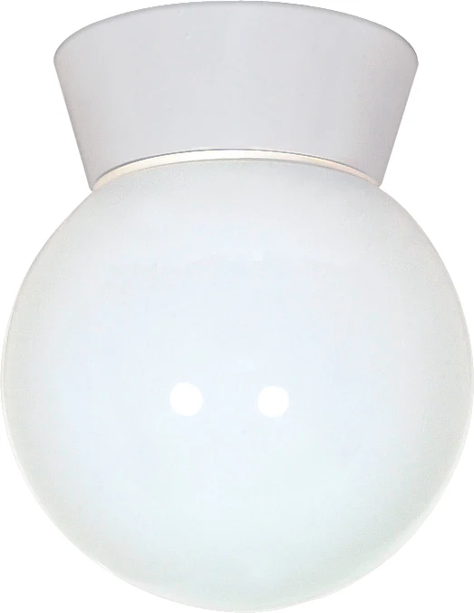 Nuvo 1-Light 8" Outdoor Ceiling Light w/ White Glass Globe in White Finish
