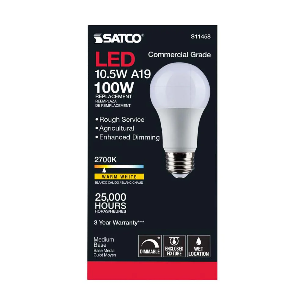 10.5W A19 LED Dimmable Agriculture Bulb 2700K 120v - 100w equiv - Image 5