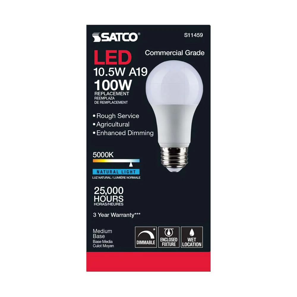 10.5W A19 LED Dimmable Agriculture Bulb 5000K 120v - 100w equiv - Image 5