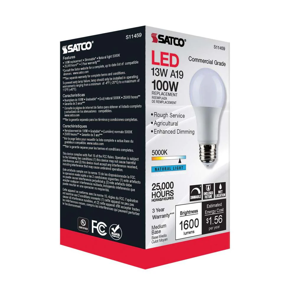 10.5W A19 LED Dimmable Agriculture Bulb 5000K 120v - 100w equiv - Image 9