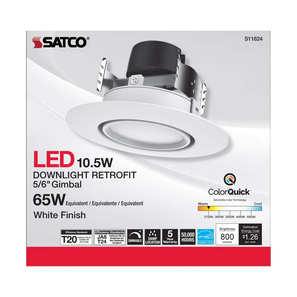 10.5w LED Directional Retrofit Downlight 5-6 in. CCT Tunable 90 deg.  120v - Image 4
