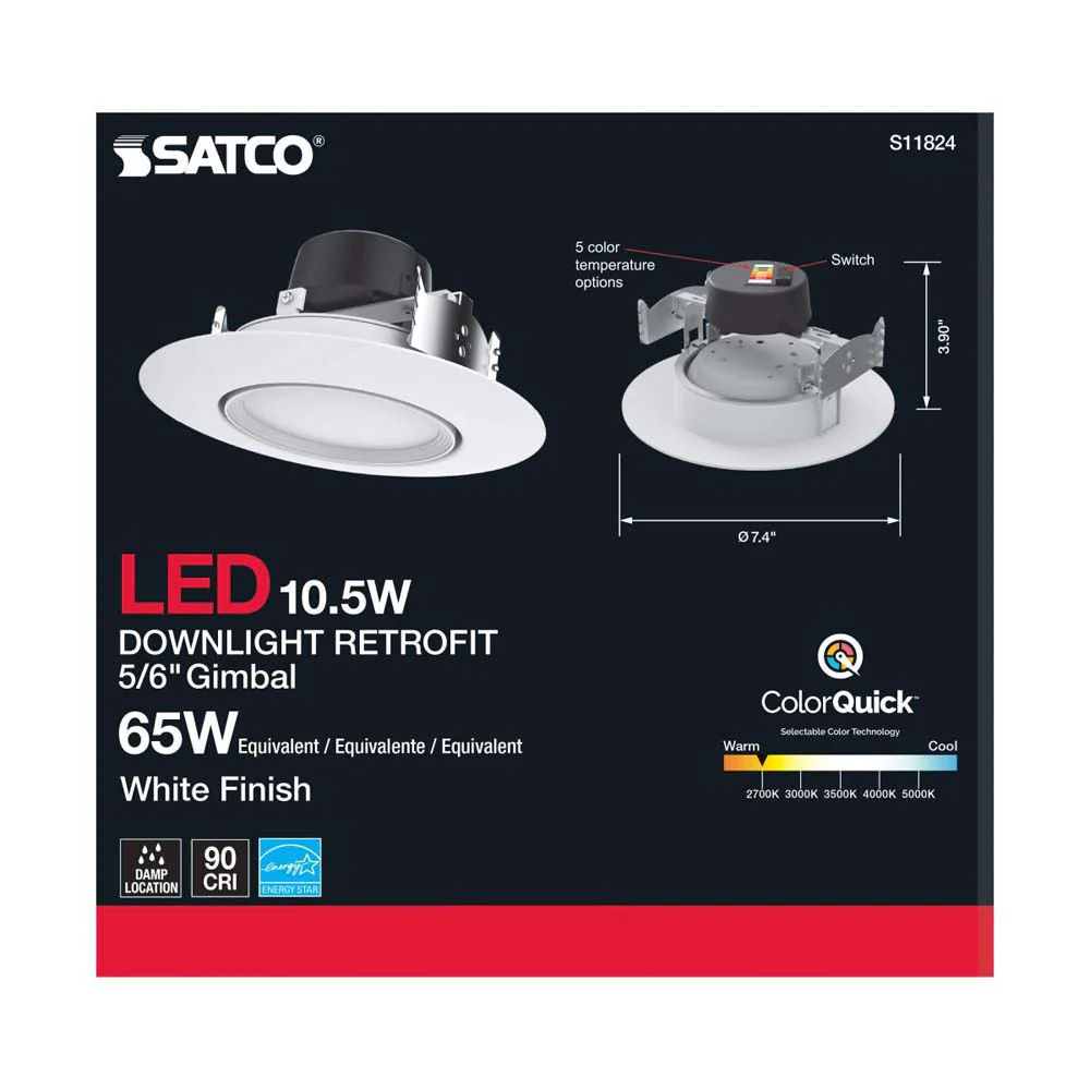 10.5w LED Directional Retrofit Downlight 5-6 in. CCT Tunable 90 deg.  120v - Image 5