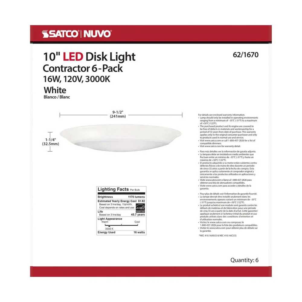 10-in LED Disk-Light 3000K 6 Unit Contractor Pack White Finish - Image 5