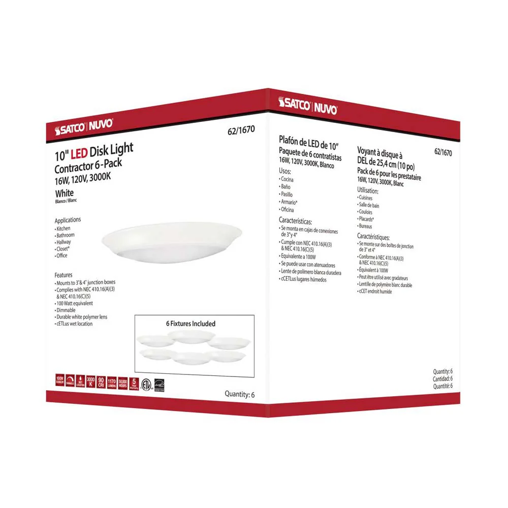 10-in LED Disk-Light 3000K 6 Unit Contractor Pack White Finish - Image 8