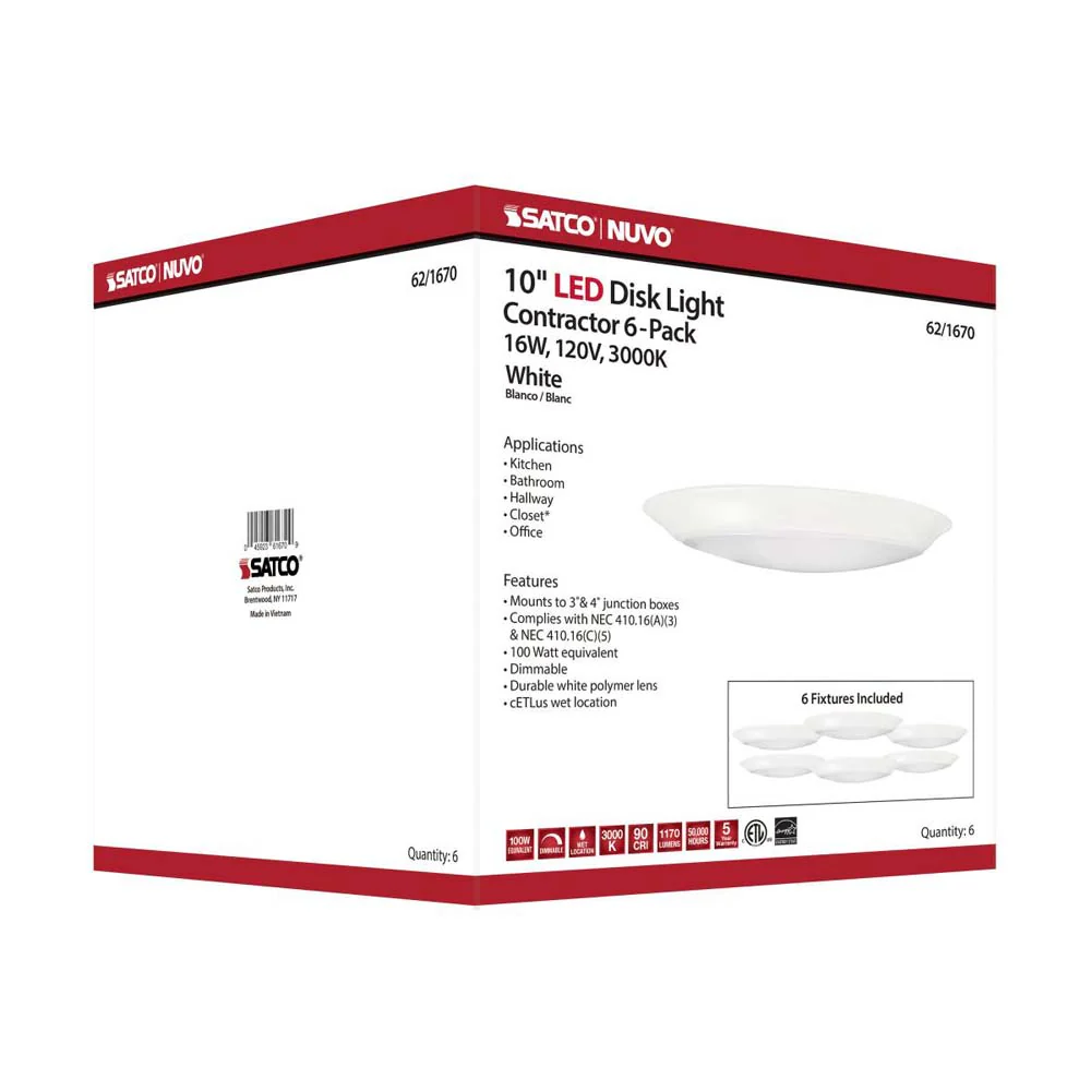 10-in LED Disk-Light 3000K 6 Unit Contractor Pack White Finish - Image 9