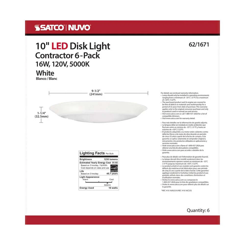 10-in LED Disk-Light 5000K 6 Unit Contractor Pack White Finish - Image 5