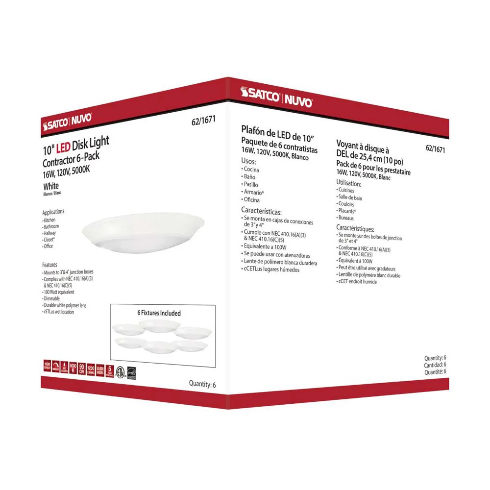 10-in LED Disk-Light 5000K 6 Unit Contractor Pack White Finish - Image 8