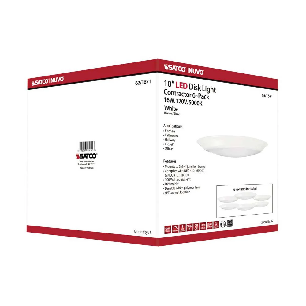 10-in LED Disk-Light 5000K 6 Unit Contractor Pack White Finish - Image 9