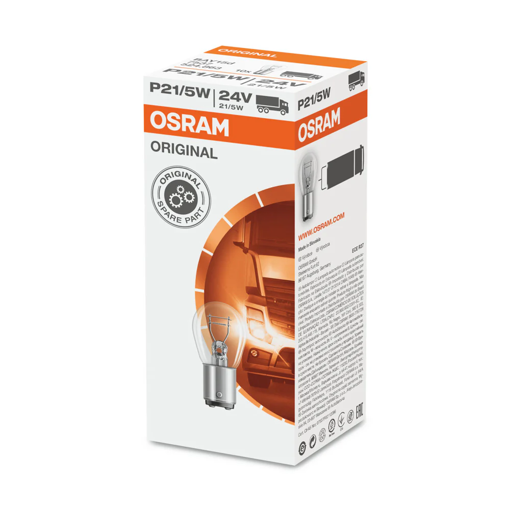 10-PK 10-PK Osram 7537 P21/5W 24V Automotive Bulb Engineered for Trucks and Buses