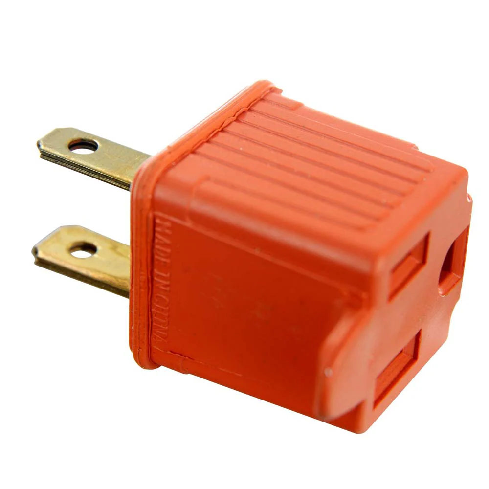 100Pk - Sunlite Orange Finish Three Pronged Electrical Socket Grounding Adapter - Image 2