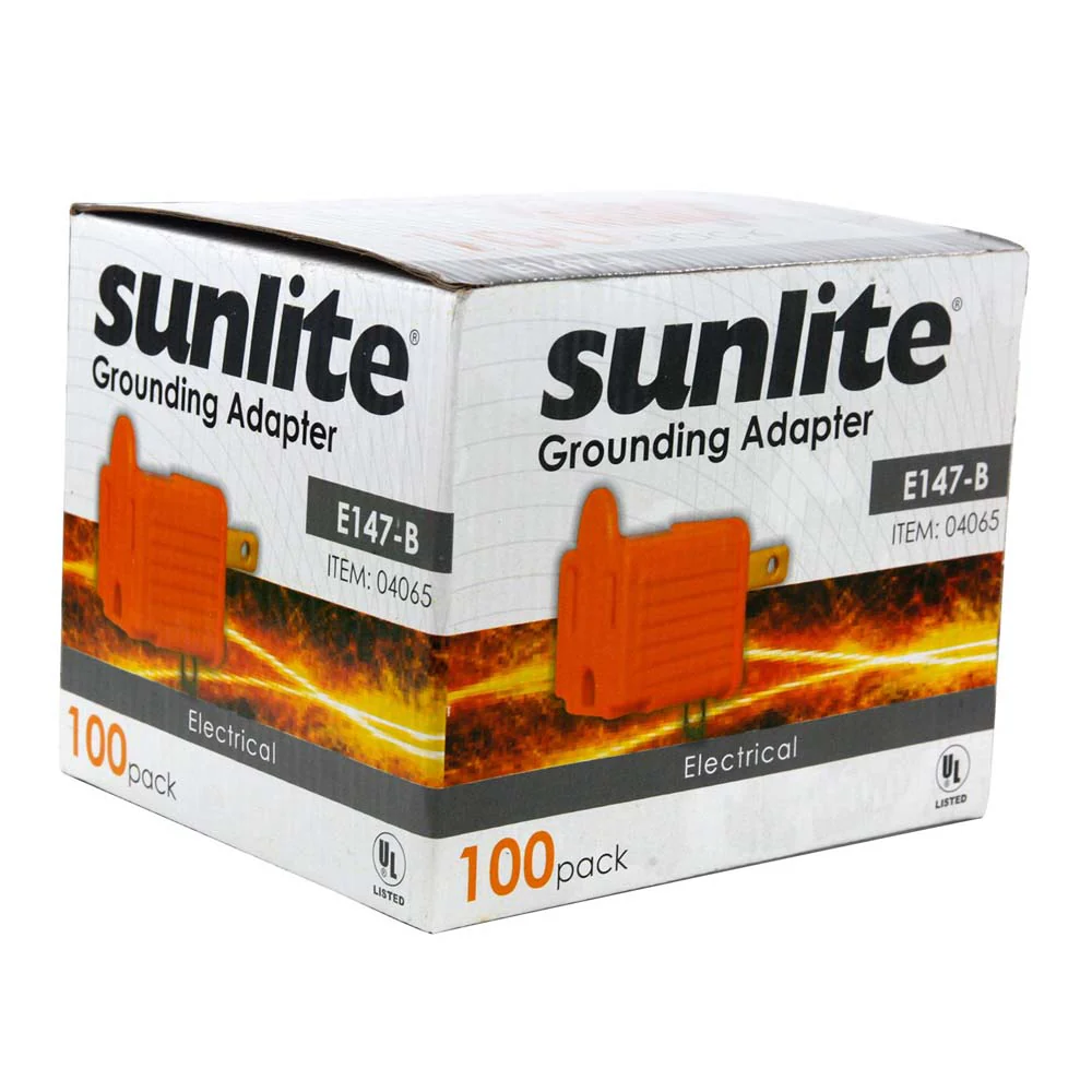 100Pk - Sunlite Orange Finish Three Pronged Electrical Socket Grounding Adapter - Image 4