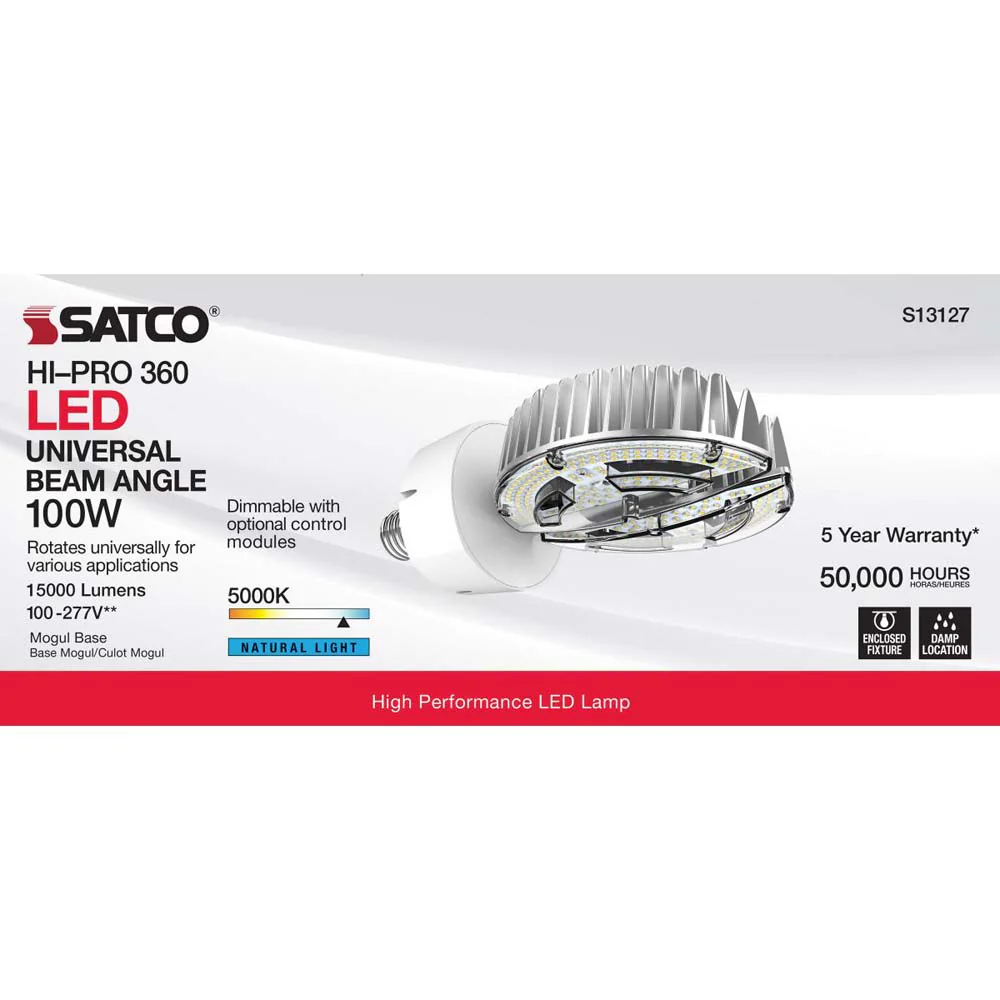 100W LED HID Replacement 5000K Mogul extended base 100-277v - 400W equiv - Image 7