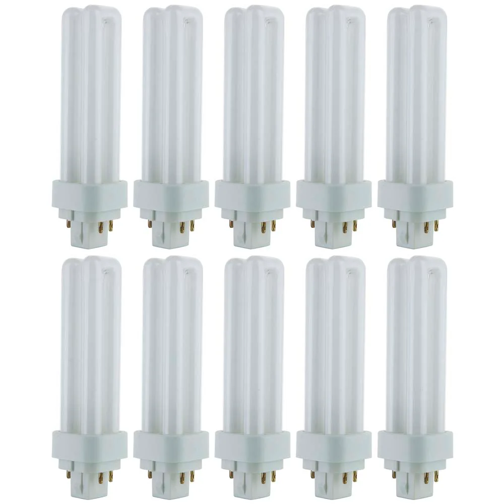 10Pk - Sunlite 13w 2700K PLD 4-Pin Double U-Shaped Twin Tube G24Q-1 Base Bulb
