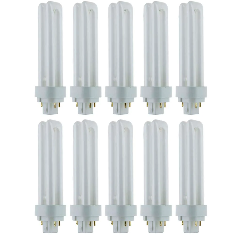 10Pk - Sunlite 18w 4100K PLD 4-Pin Double U-Shaped Twin Tube G24Q-2 Base Bulb