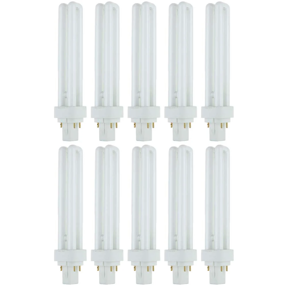 10Pk - Sunlite 26w 2700K LD Double U-Shaped Twin Tube CFL 2-Pin G24D-3 Base Bulb