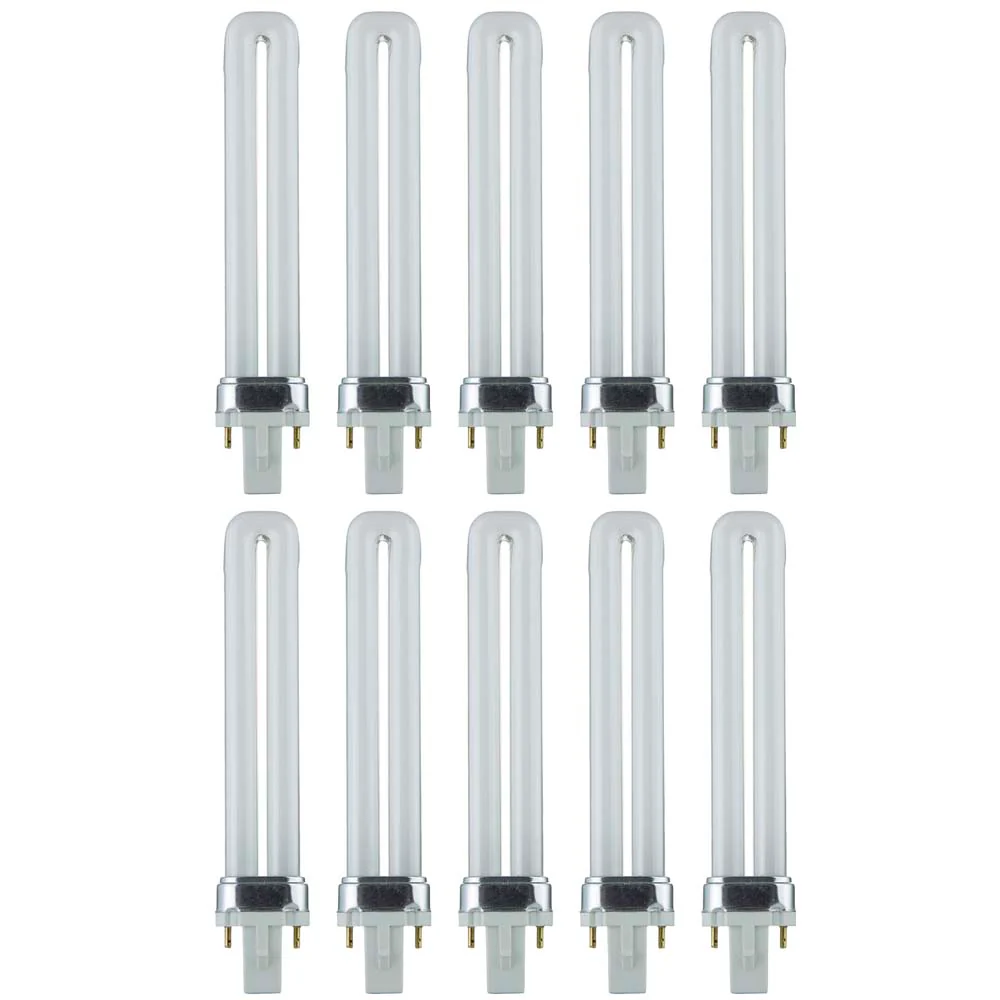 10Pk - Sunlite 9W 3000K 2-Pin U Shaped PL CFL Twin Tube Plugin G23 Base Bulb