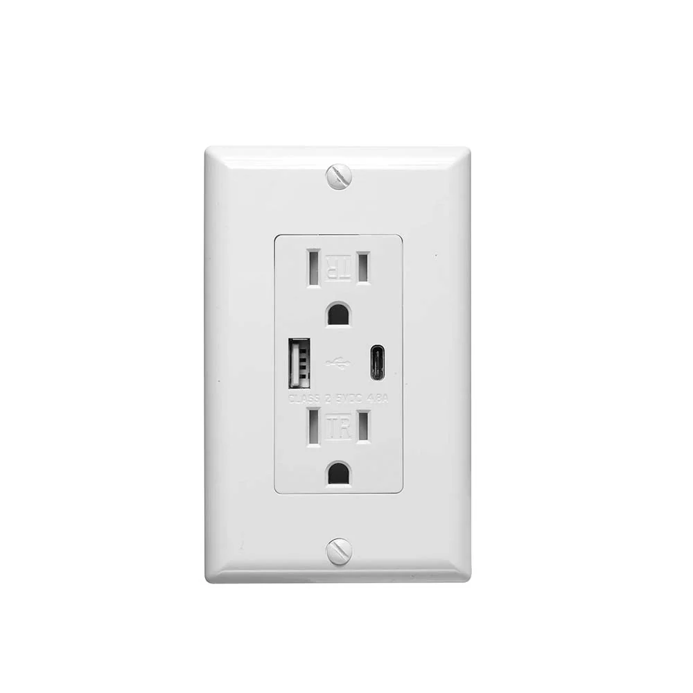 Sunlite USB Fast Charging Charger Duplex Electrical Outlet 15 Amps 125v