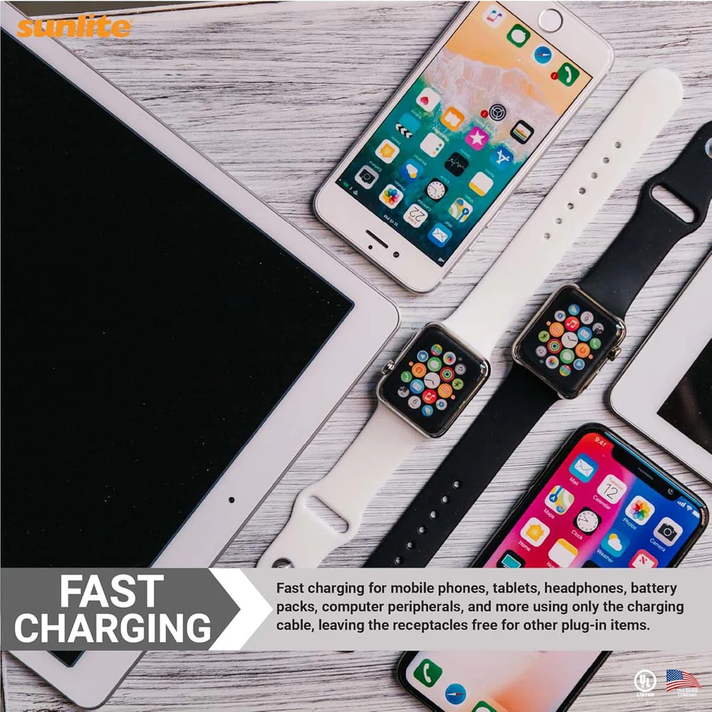Sunlite USB Fast Charging Charger Duplex Electrical Outlet 15 Amps 125v - Image 5