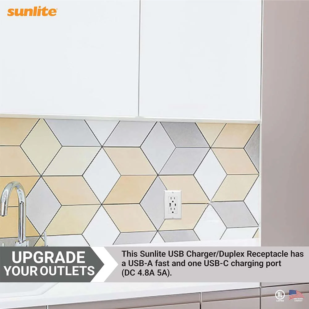 Sunlite USB Fast Charging Charger Duplex Electrical Outlet 15 Amps 125v - Image 6