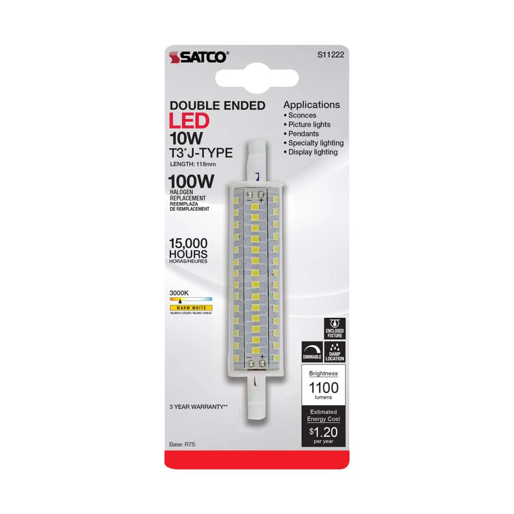 10W LED T3 118mm R7S Base 3000K 200 Beam Angle Double Ended Bulb 120v - Image 5
