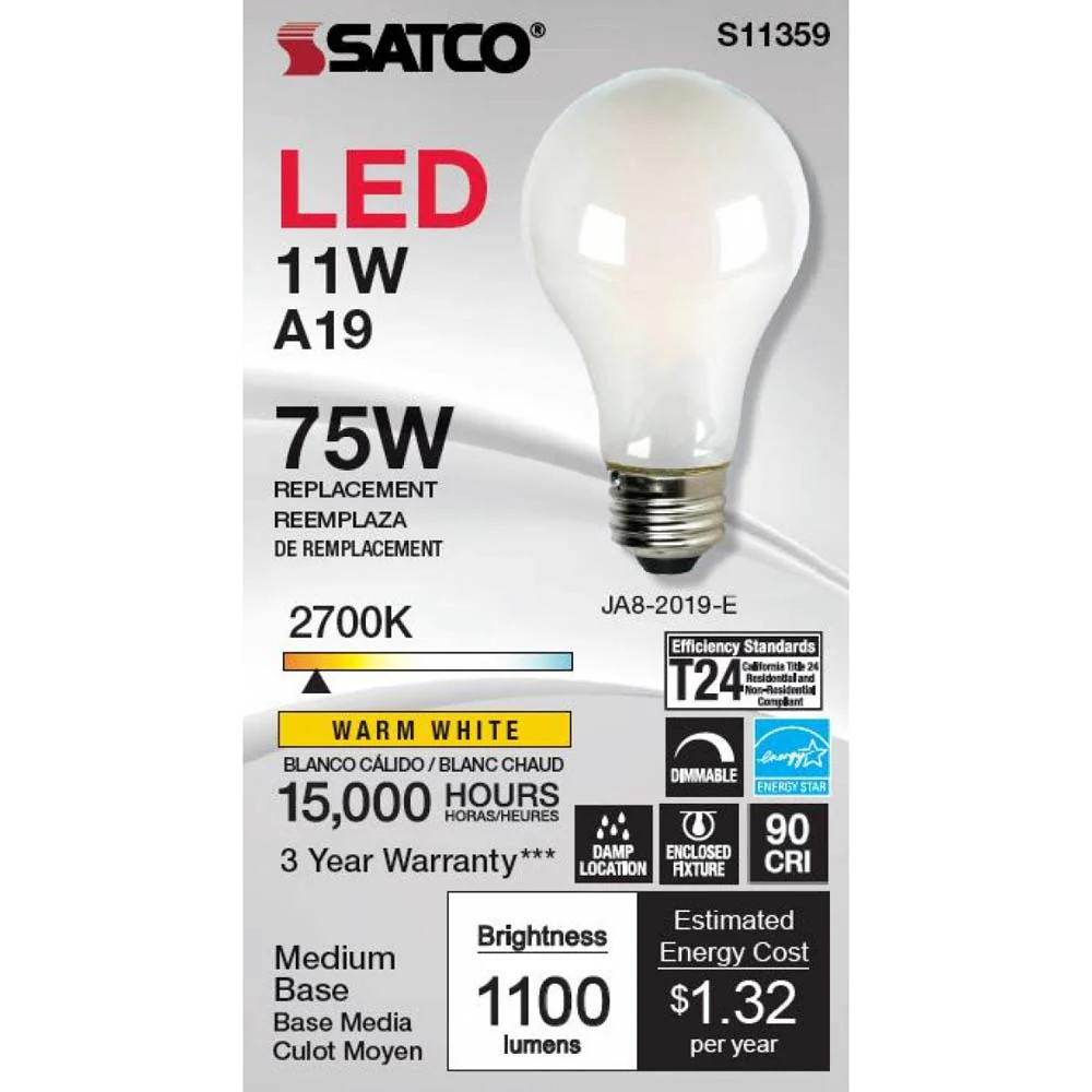 11W A19 LED Soft White 2700K Medium base 120v - Image 2