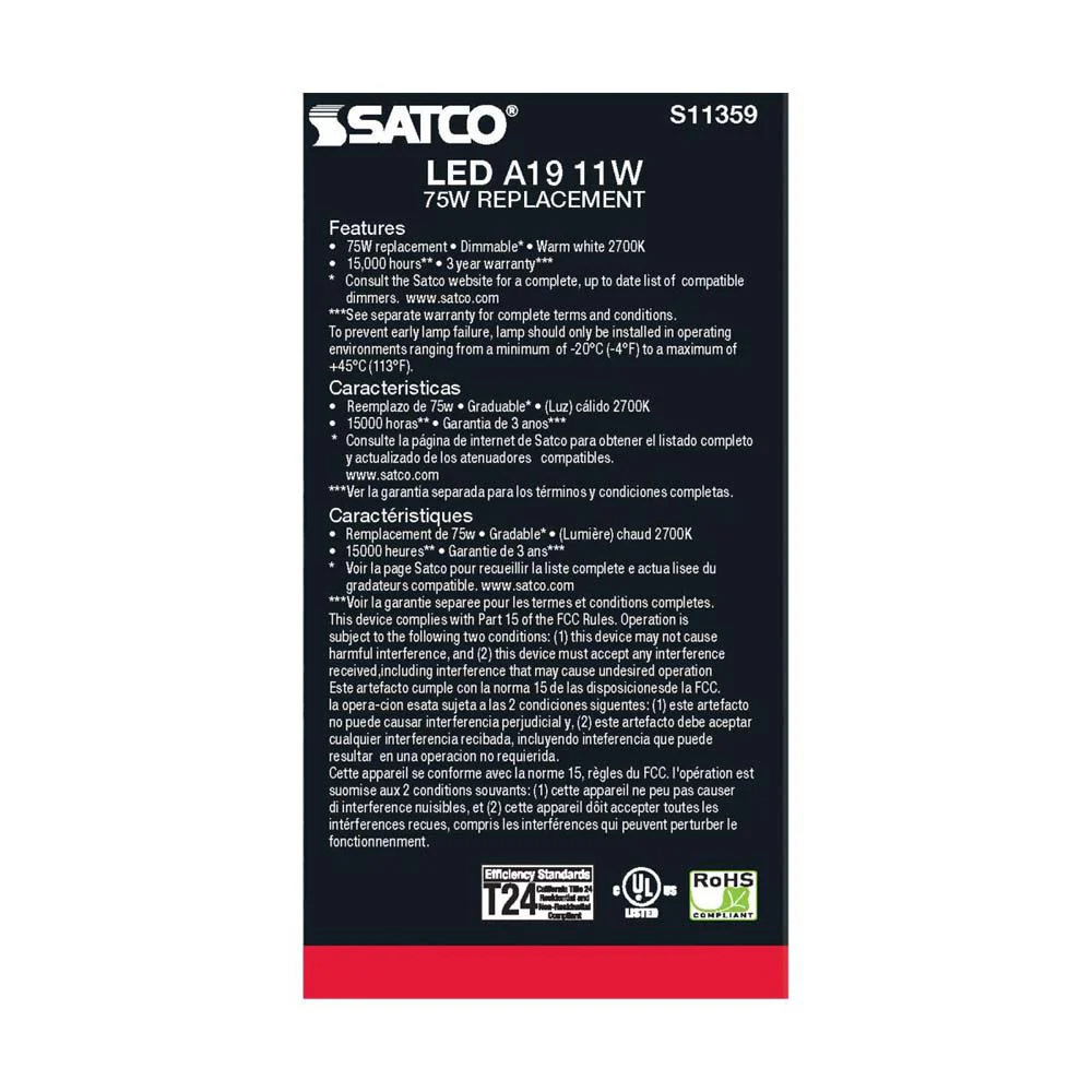 11W A19 LED Soft White 2700K Medium base 120v - Image 4