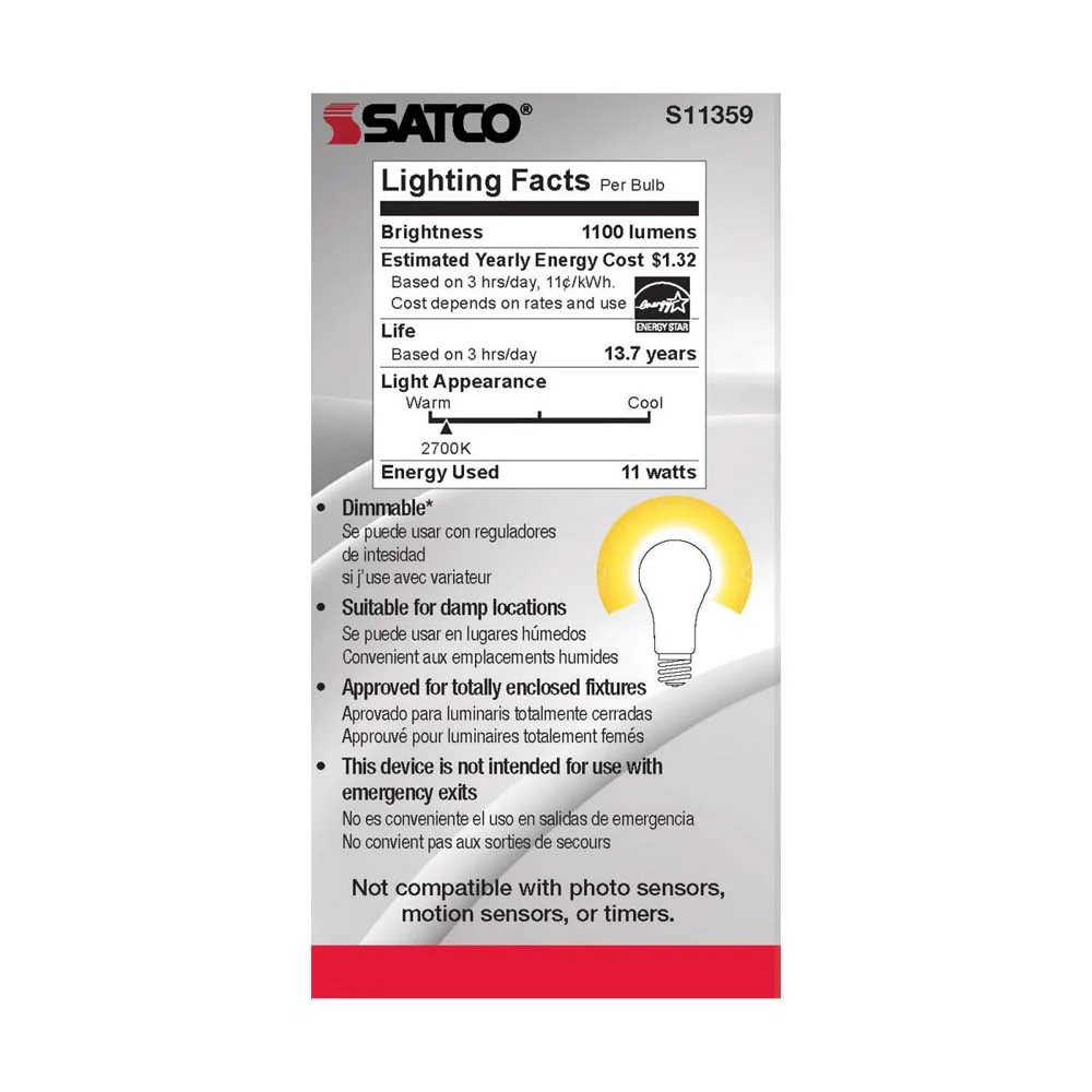 11W A19 LED Soft White 2700K Medium base 120v - Image 5