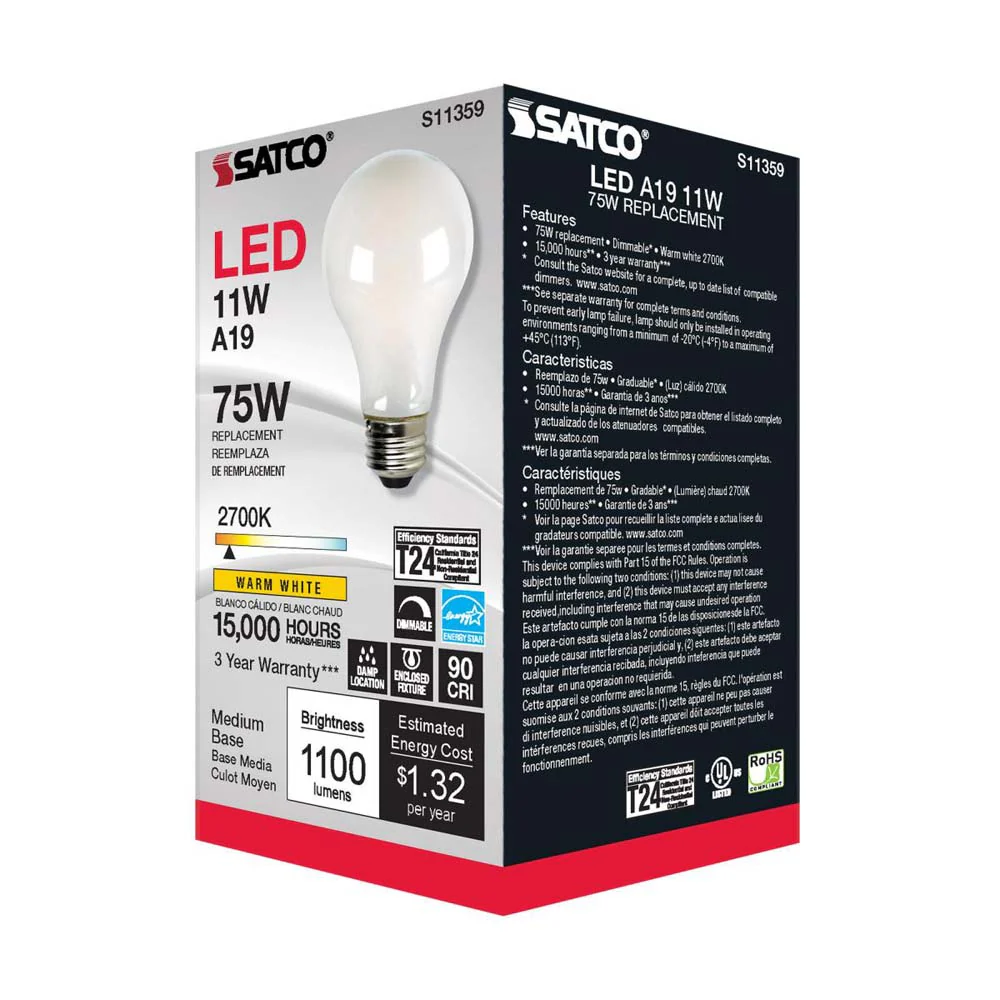 11W A19 LED Soft White 2700K Medium base 120v - Image 6