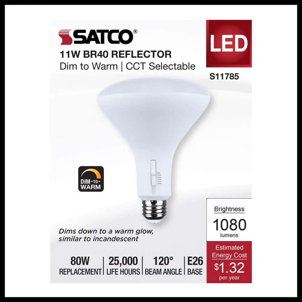 11w BR40 LED Reflector Bulb CCT Selectable Warm White to Natural Light 120v - Image 2