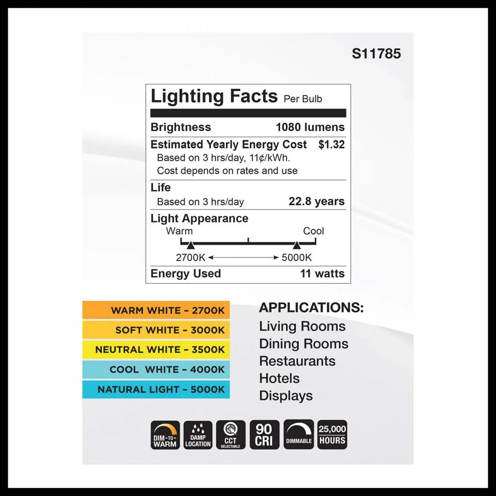 11w BR40 LED Reflector Bulb CCT Selectable Warm White to Natural Light 120v - Image 5