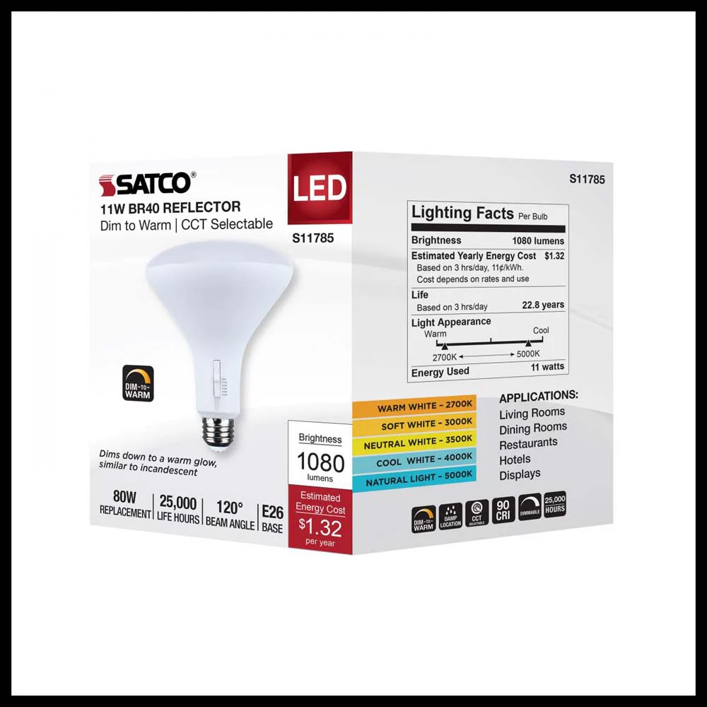 11w BR40 LED Reflector Bulb CCT Selectable Warm White to Natural Light 120v - Image 7