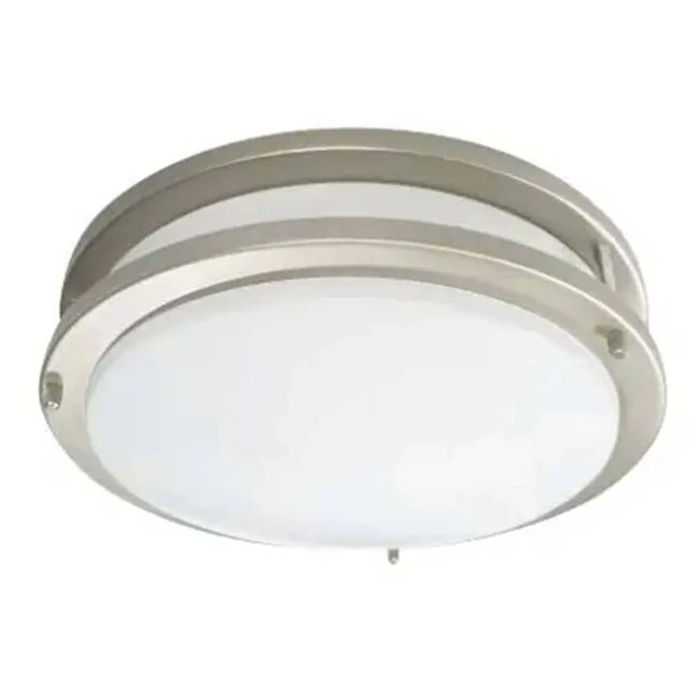 12-in 16W LED Round Ceiling Fixture Double Band 1394LM 3000K Brushed Nickel Finish