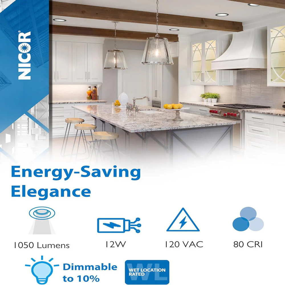 12PK - NICOR 6-in Black LED Canless Recessed Downlight - Image 3