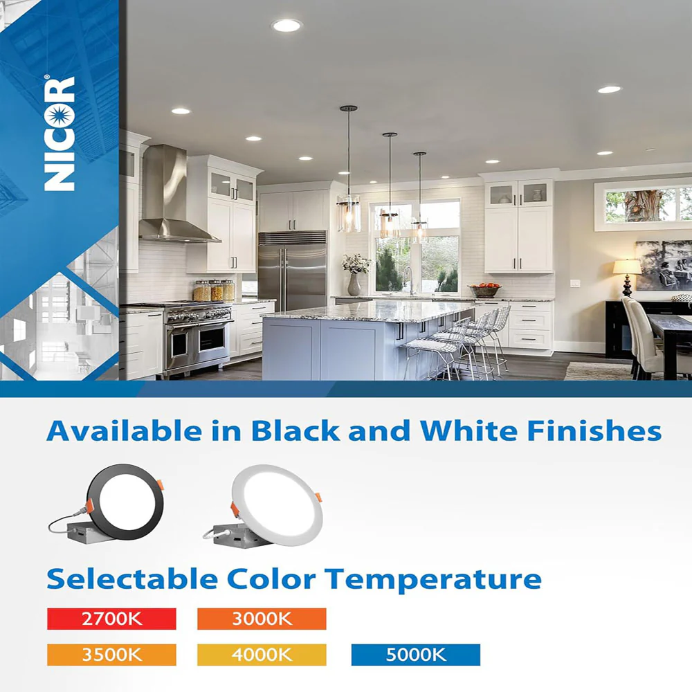 12PK - NICOR 6-in Black LED Canless Recessed Downlight - Image 6