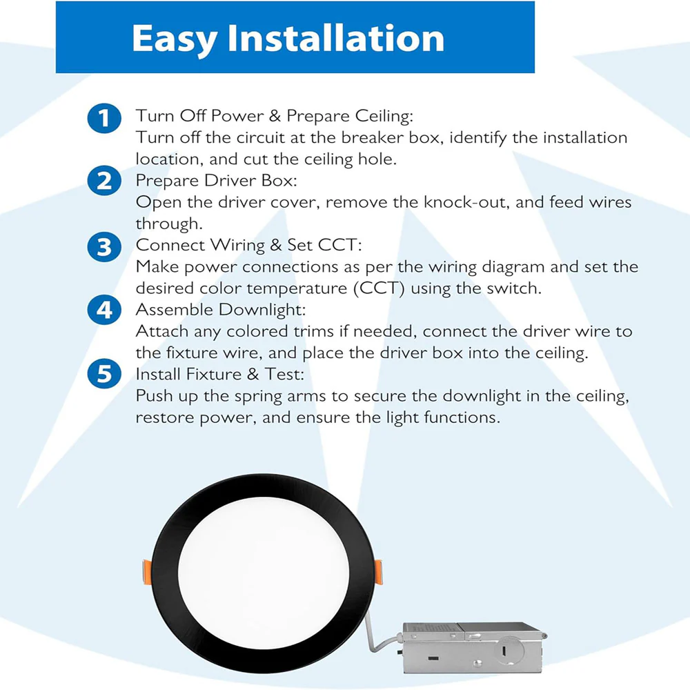 12PK - NICOR 6-in Black LED Canless Recessed Downlight - Image 7