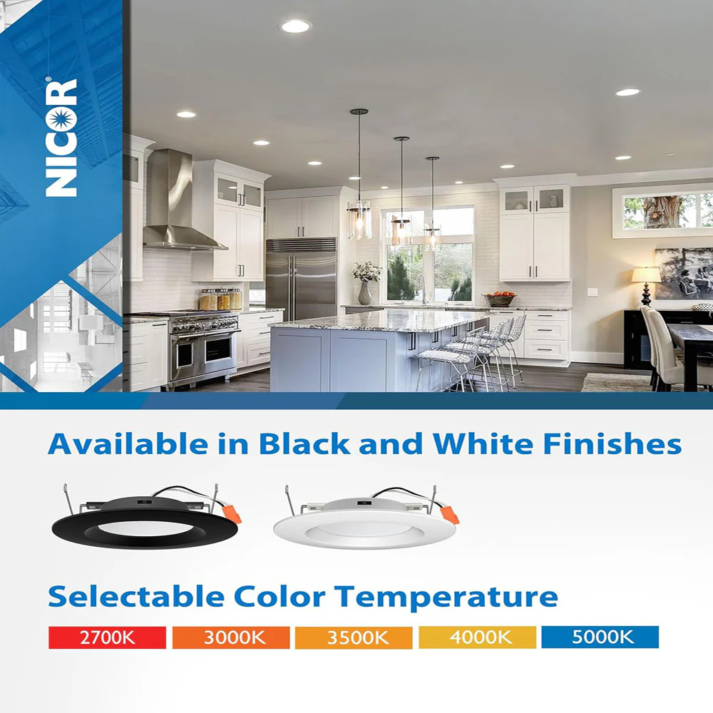 12Pk - NICOR Black 5-in & 6-in Recessed LED Ceiling Light - Image 6