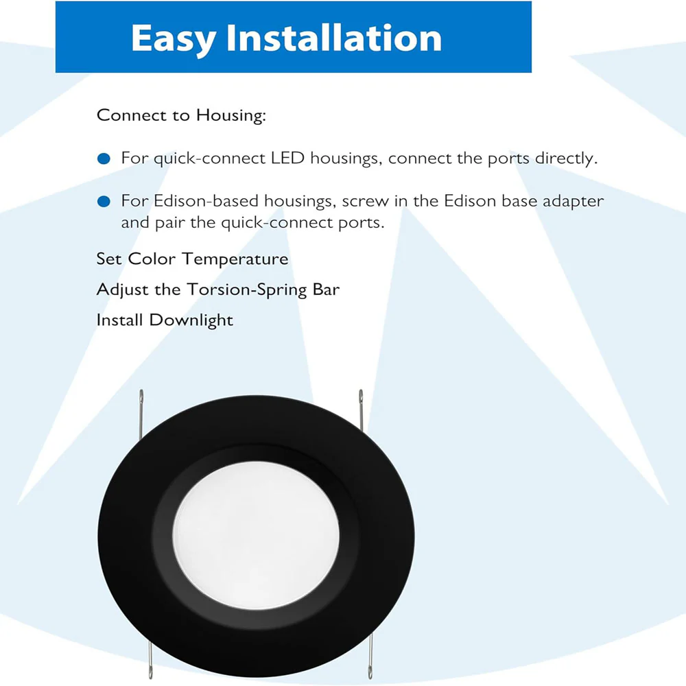 12Pk - NICOR Black 5-in & 6-in Recessed LED Ceiling Light - Image 7