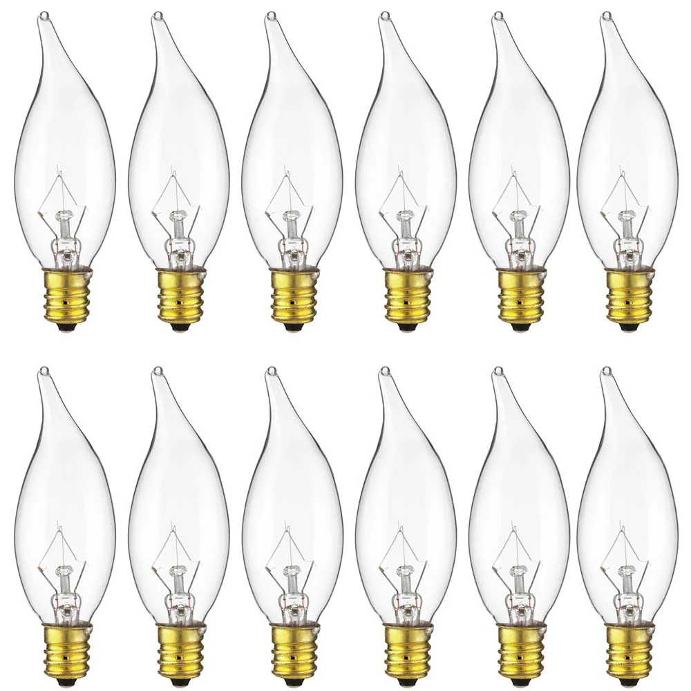 12Pk - Sunlite 10w Incandescent Petite Flame Tip E12 Base Dimmable Frosted Bulb