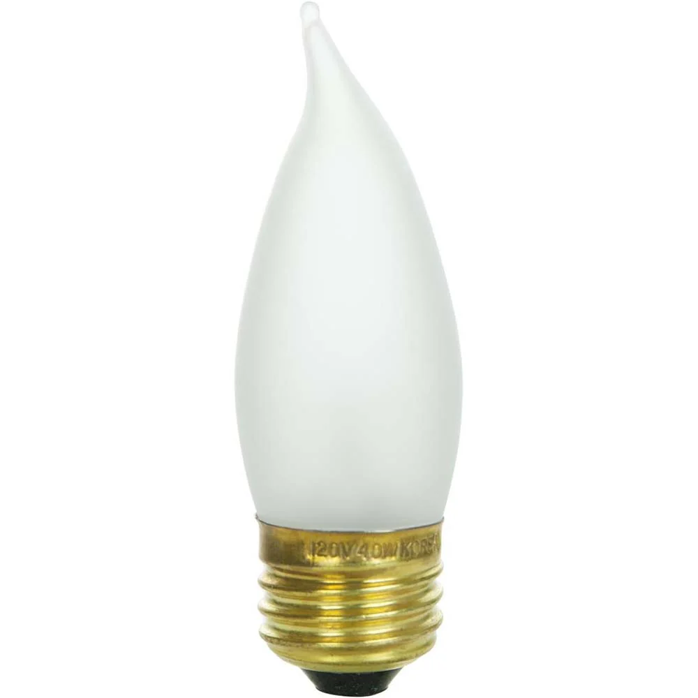 12Pk - Sunlite 25w Incandescent Flame Tip Chandelier E26 Base Frosted Bulb - Image 2