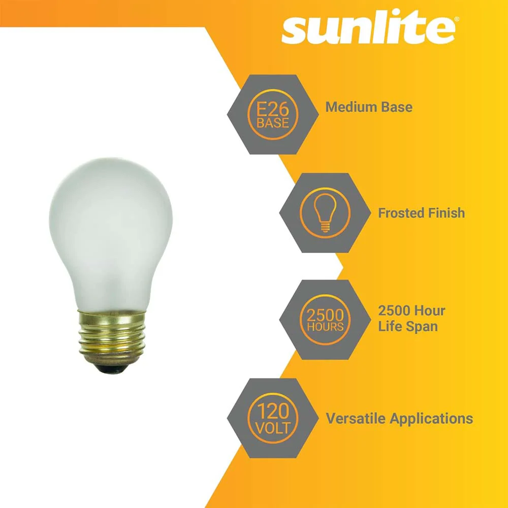 12Pk - Sunlite 15w A15 Incandescent Appliance 2600K Frosted Dimmable Bulb - Image 4
