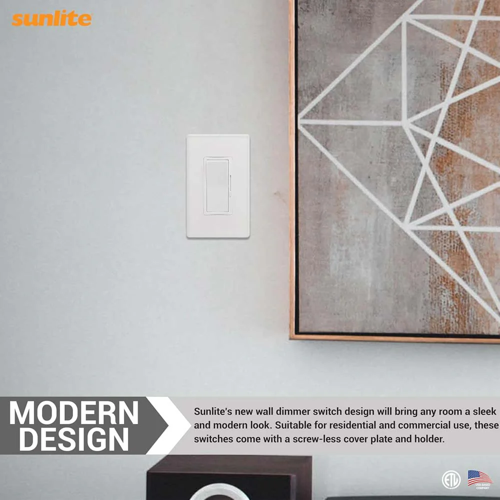 Sunlite 600W Max LED Dimmer Switch Slide Bar 3-Way Switching 120-277 v - Image 5