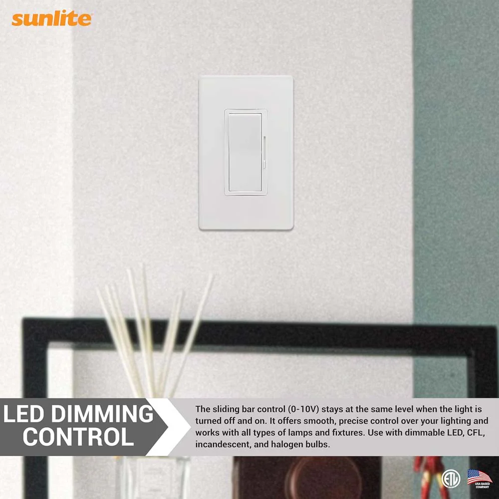 Sunlite 600W Max LED Dimmer Switch Slide Bar 3-Way Switching 120-277 v - Image 6