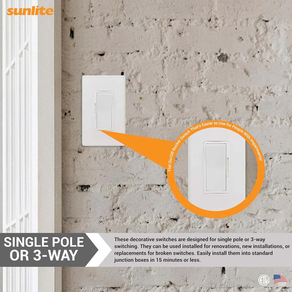 Sunlite 600W Max LED Dimmer Switch Slide Bar 3-Way Switching 120-277 v - Image 7
