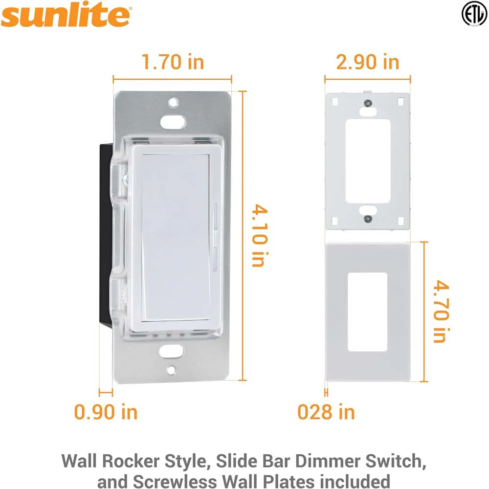 Sunlite 600W Max LED Slide Bar Triac Dimmer Switch 3-Way Switching 120v - Image 2